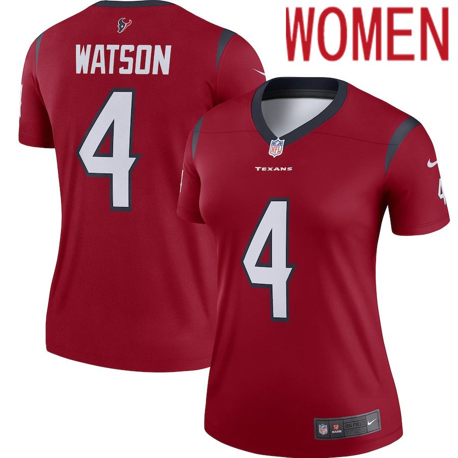 Women Houston Texans 4 Deshaun Watson Red Nike Legend Player NFL Jersey